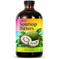 Liquide Oral Amertume de Feuilles de Corossol avec Graines Noires, Moringa, Mousse d'Irlande, Ashwagandha et Curcuma pour la Détoxification Intestinale et la Beauté