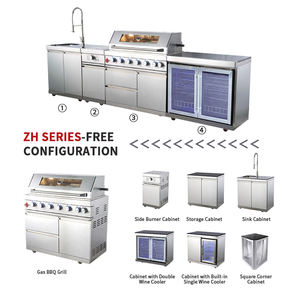 Ensemble d'armoires préfabriquées en acier inoxydable 304 à prix abordable avec gril, cuisines complètes, armoires de cuisine extérieures - Product Image 5