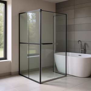 Paroi de douche en verre trempé transparent 31,5x76,8 pouces avec cadre coulissant, design minimaliste, épaisseur 6 mm - Product Image 2