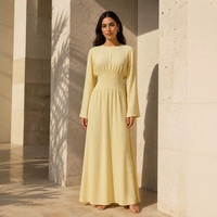 Nouvelle Robe Islamique 2026 pour Femmes Musulmanes – Élégante Robe Longue Unie à Manches Longues et Taille Cintrée – Robes Musulmanes Modestes de Dubaï