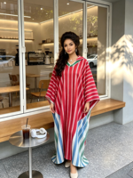 Robe de festival musulmane africaine Kaftan de Dubaï en polyester, motif à fils fins symétriques, coupe fluide, vente en gros pour boutiques