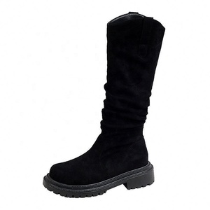 Women's Artificial Leather Knee-High <b>Boots</b> Thick Sole Slip-On Pointed Toe Autumn Winter/<b>Spring</b> Comfortable Fashionable Daily - Product Image 4
