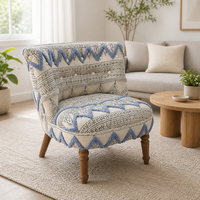 Fauteuil d'appoint Bohème Kantha Patchwork pour Hôtels, Canapé Simple de Salon Boutique avec Pieds en Bois Ignifuges – Vente en Gros