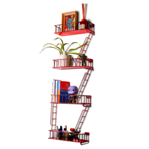 Estante Metálico de Pared con Escalera de <span class=keywords><strong>Escape</strong></span>, 4 Niveles, Decorativo, para Coleccionables, Libros, Plantas, Exhibición de Arte en el Hogar - Product Image 1