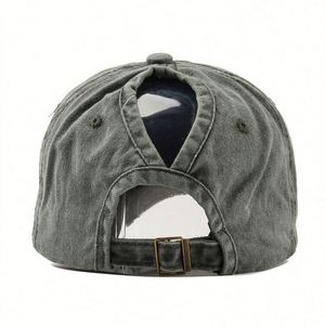 Casquette de baseball en coton délavé uni, avec trou pour queue de cheval, idéale pour l'été, les sports de plein air et le quotidien – Vente en gros - Product Image 6