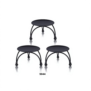Portavelas redondo negro mate de gran venta, portavelas decorativo para la mesa del hogar y la decoración del comedor - Product Image 1