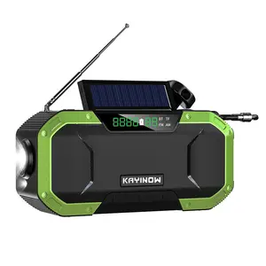 5000毫安电池户外使用太阳能防水应急天气无线电便携式频率机收音机调幅调频带手电筒