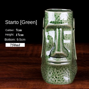 Taza Tiki de Halloween de 750 ml, 500 ml, 600 ml, Hecha a Mano, Diseño Retro de Cara de Fantasma, Taza de Cerámica, Decoraciones para Fiestas, Bar, Hogar, Regalo Sostenible - Product Image 6