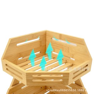 Estante de Almacenamiento de Frutas y Verduras de Bambú de Doble Capa, Organizador de Cocina de Esquina, Estante de Madera Apilable para Uso Doméstico - Product Image 5