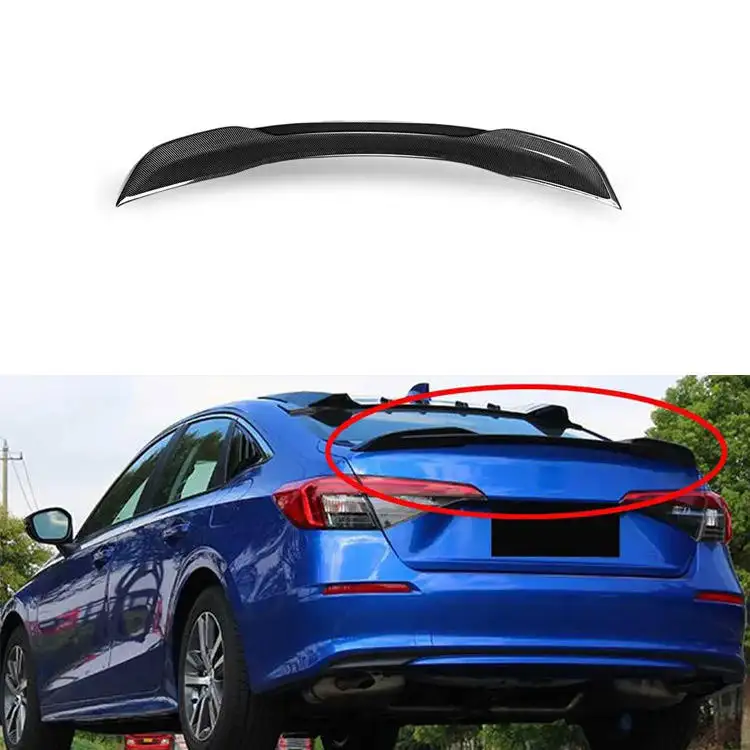 Para Honda Civic 11th 2021-2023 fibra de carbono aspecto alerón trasero labio fibra de carbono estilo coche Spoilers