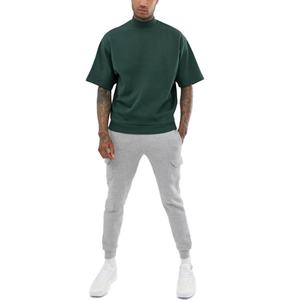 เสื้อยืดหรูหราทรงหลวมไหล่ตกสำหรับผู้ชาย ผ้าฝ้าย 100% เนื้อหนา คอเต่า คอตั้ง สไตล์วินเทจ - Product Image 5