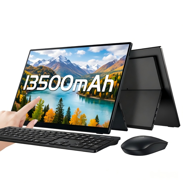 2026 New 15.6" Portable Monitor USB-C 4K IPS All-One Stand Aluminum Alloy 13500mAh Built-in Battery Two Speakers Touch Screen