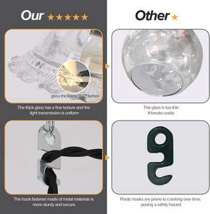 Luminaire suspendu SIMIG pour escalier, salle à manger, salon, modèle moderne en verre noir, cordon de 14,7 pieds, fonction marche/arrêt - Product Image 5