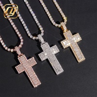 Pendentif Croix en Or Véritable 10K 14K, Bijoux Hip Hop CHOYUE, Pendentif Hip Hop Iced Out avec Diamants de Laboratoire Buss Down