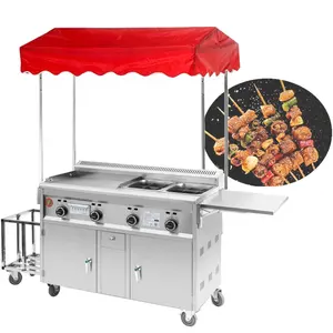 Small Gas Mobile Food Cart With Fryer Fast Snack Cart Mobile Trailer Kitchen