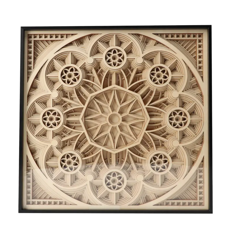 Popular Wood Craft Wall Decorations Beautiful Layered Home Wooden Mandala Wall Decor