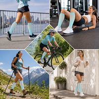 Chaussettes de compression en nylon montantes, chaussettes de soutien rayées pour la course, les voyages et le soulagement de la fatigue des pieds