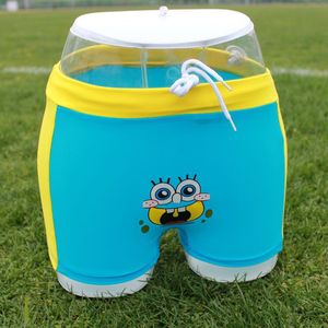 Bañador para niños de Bob Esponja, color azul claro con rayas amarillas, con lazo de nailon para nadar y deportes acuáticos - Product Image 1