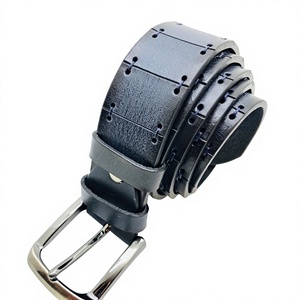 100% Cow Hide <b>Men's</b> <b>Belts</b> BS INTERNATIONAL Premium Quality Custom Logo Print Square Steel Buckle Waterproof Heavy Duty Party - Product Image 2