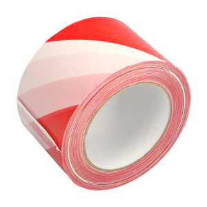 Nastro di segnalazione rosso/bianco in LDPE, rotolo da 70 mm x 200 metri PLUS - Product Image 1