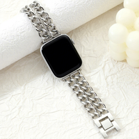Bracelet de montre en métal de luxe pour Apple Watch 38mm 40mm 42mm 44mm, bracelet décoratif exquis pour femmes, respirant