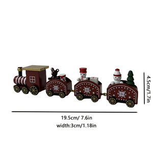 Trenino di <span class=keywords><strong>Natale</strong></span> in Legno Rosso a Quattro Sezioni, Giocattolo per <span class=keywords><strong>Bambini</strong></span> con Babbo <span class=keywords><strong>Natale</strong></span> e Orso - Product Image 3