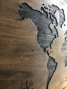 Decorazione Murale in Legno con Mappa del Mondo Incisa al Laser, Artigianato in Legno Fatto a Mano, Insegna Personalizzata - Product Image 5