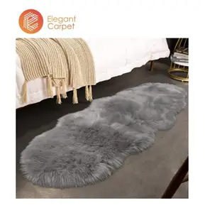 Fluffy Shag Faux Fur Rugs Couch Seat Covers Bedroom Decor gray sheepskin runner rug