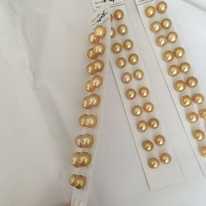 ราคาขายส่ง, ไข่มุกเซาท์ซีทรงกลมธรรมชาติคุณภาพสูง AAAA ขนาด 13-14 มม. สีทองเข้ม มีรูครึ่งวงกลม หรือไม่มีรู - Product Image 3