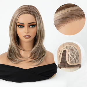 Perruque synthétique Kanekalon droite blonde avec dentelle frontale et monofilament, qualité supérieure Futura, sans colle, résistante à la chaleur, pour femmes - Product Image 1