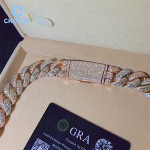 Fashion 925 Sterling Silver VVS Moissanite Diamond 20MM <b>Iced</b> <b>Out</b> Cuban Link <b>Chain</b> Buss Down Hip Hop Hip Hop Jewelry Necklace - Product Image 2
