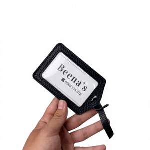 Étiquette de bagage personnalisée en cuir véritable de luxe, lavable, porte-carte nominative pour valise, identificateur de bagage pour l'aéroport - Product Image 1