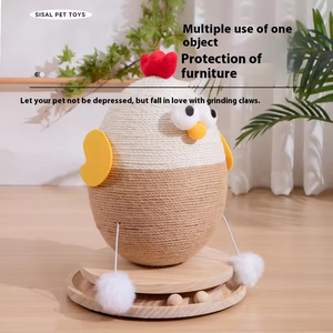 Arranhador de Gato Clássico com Base de Madeira Estável e Ecológica, Brinquedo Interativo com Sisal para Gatos - Product Image 6