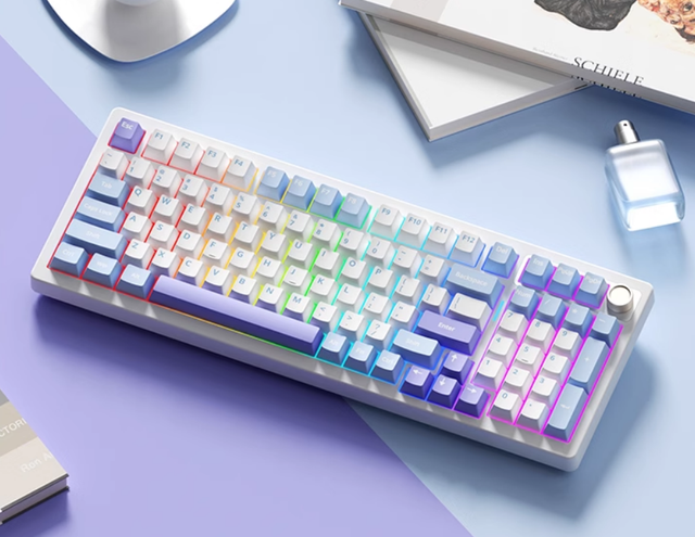 Fenglingdu F98 Mechanical Keyboard 98 Layout Gasket Hot Swap Three-Mode Wireless BT 2.4g RGB Gaming Keyboards Support Json Via