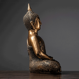 Estatuilla de Buda sentado dorado personalizada, estatua de resina artesanal de lujo, estatua de Buda tailandés para decoración del hogar <span class=keywords><strong>Zen</strong></span> - Product Image 4