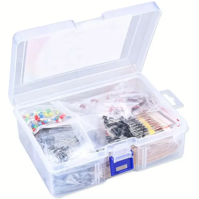 1400pcs Basic Electronics Component Assortment Kit, Electrolytic Capacitor, Ceramic Capacitor, LED Diode, Common Diode, Resistor