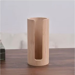 Wooden Toilet <b>Paper</b> Holder Circular Solid Wood No Lid Desktop Storage Box Bathroom <b>Kitchen</b> Use - Product Image 3