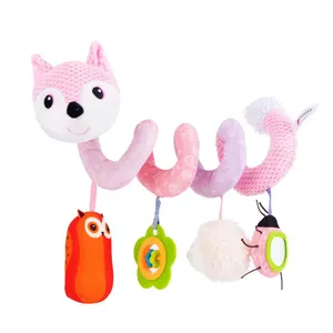 Infant baby plush soft stuffed animal toy cartoon rattle toy bed hanging spiral toy for stroller crib