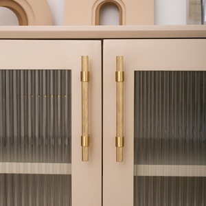 Luxury Brass Handle Knurled Texture Pull <strong>Black</strong> Brushed Brass Long Handle Minimalist Cabinet Pull Wardrobe <strong>Knob</strong> - Product Image 3