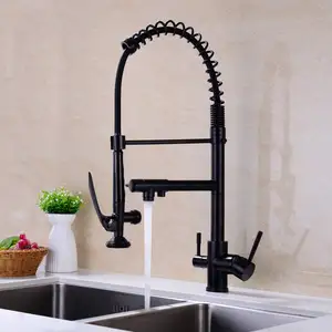 Torneira De Cozinha Filtrada Preto Retire Spray Kitchen Purified Faucet 360 Rotação Filtro Tap 3 Maneiras Torneira De Água De Bebida De Pia