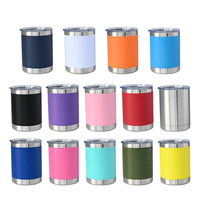 Mug à café isotherme double paroi en acier inoxydable de 10 oz, personnalisé, avec revêtement en poudre, pour le fitness, le camping et les voyages