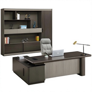 Mobilier de luxe moderne bois design MDF maison exécutif en forme de l PDG bureau bois ordinateur étude table bureau - Product Image 5