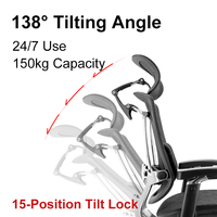 Chaise de bureau ergonomique en maille pour cadres, modèle 138 °   Support lombaire réglable robuste 150 kg GTCHAIR Marrit Ultra