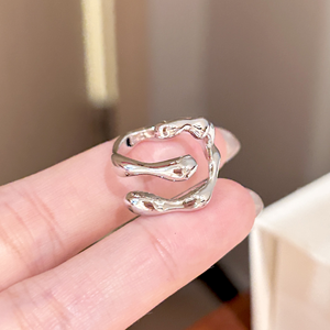 Simple zircon <b>plain</b> band <b>ring</b> for women niche light luxury high-end feel colorfast open <b>ring</b> for index fingers - Product Image 3