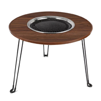 Table de foyer ronde au design moderne avec barbecue intégré, foyer extérieur multifonctionnel à bois pour jardin et camping