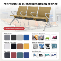 Chaises d'attente modernes pour aéroport, 3-5 places, structure métallique, coussin en PU, sièges en rangée pour terminal, salle d'attente de départ, école, clinique