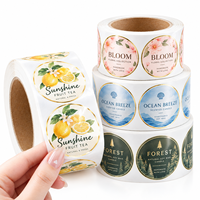 Autocollants ronds personnalisés pour étiquettes de bougies, dorure à chaud, imperméables, en rouleau, pour emballage de produits faits main
