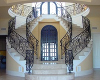 Villa Escalier en colimaçon en fer forgé Main courante courbée de luxe Garde-corps balustrade en fer forgé