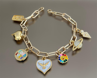 Bijoux faits main personnalisé plaqué or émail coeur flocon de neige libellule coquillage bracelet à breloques trombone bracelet de chaîne pour femmes