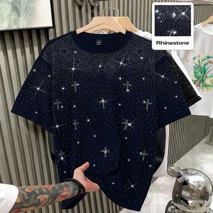2026 New Arrival <strong>Custom</strong> Vintage Washed Boxy Cropped <strong>T-shirt</strong> <strong>Rhinestone</strong> Star &amp; Cross Pattern Embellished Oversize Men's <strong>T-shirt</strong> - Product Image 1